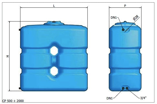 2000 liter RPV Elbi-tank vertikal Dricksvattentank Vattentankar Kvadratisk RPRK Vertikal Plasttank Färskvattentank dricksvatten för och livsmedel Transport- Lagringstank plasttankar upprätt vattentank liggande horisontell Godkänd till kontakt med livsmedell liter Beholder Vattentank Plastbehållare Vattenbehållare