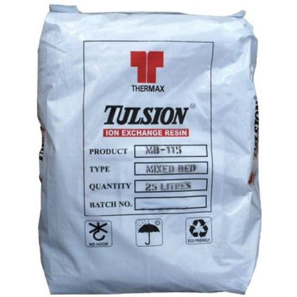DI-granulat Tulsion MB-115 Jonbytarmassa till rent vatten  ulter rent vattentulsion 4,5L jonbytarmassa Påfyllning till EcoPure Home. Mixbed (katjon/anjonblandning). lämplig till både fönsterputs och fasadtvätt. speciellt framtagen för nordiskt klimat (effektiv filtrering även vid +8C ner till 0). high grade.